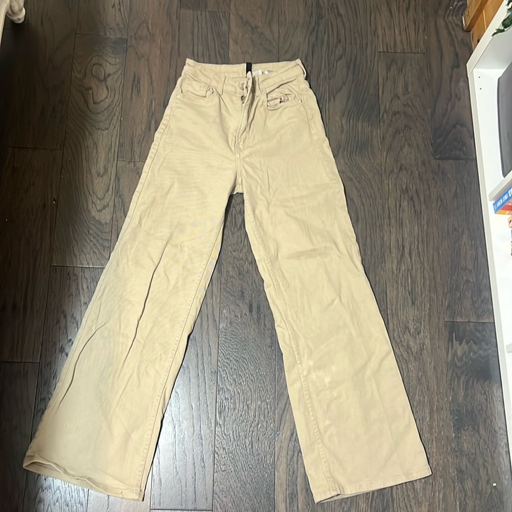 H&M twill wide leg tan jeans